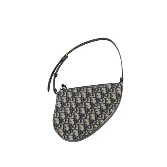 CHRISTIAN DIOR Blue Canvas Logo Saddle Shoulder Pouch - Picture 3 of 6